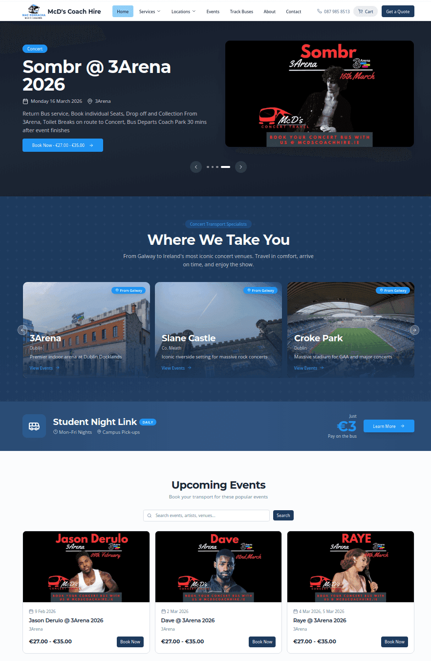 McD's Coach Hire website